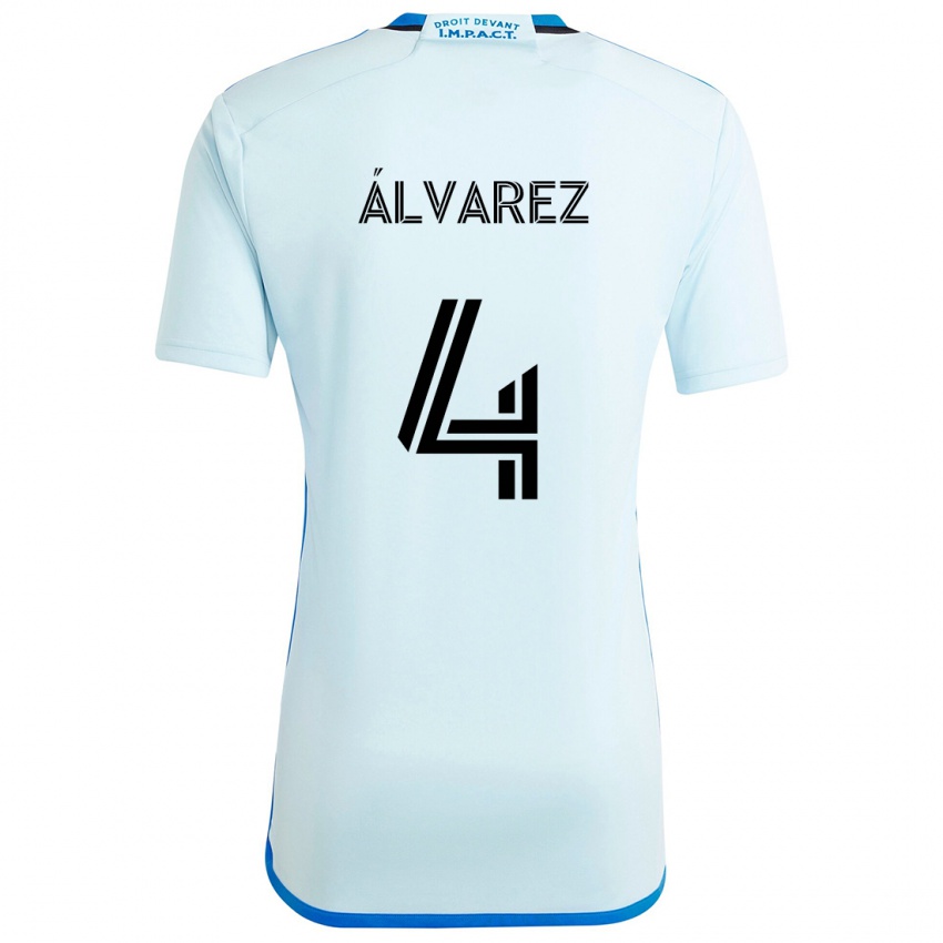 Uomo Maglia Fernando Álvarez #4 Blu Ghiaccio Kit Gara Away 2024/25 Maglietta