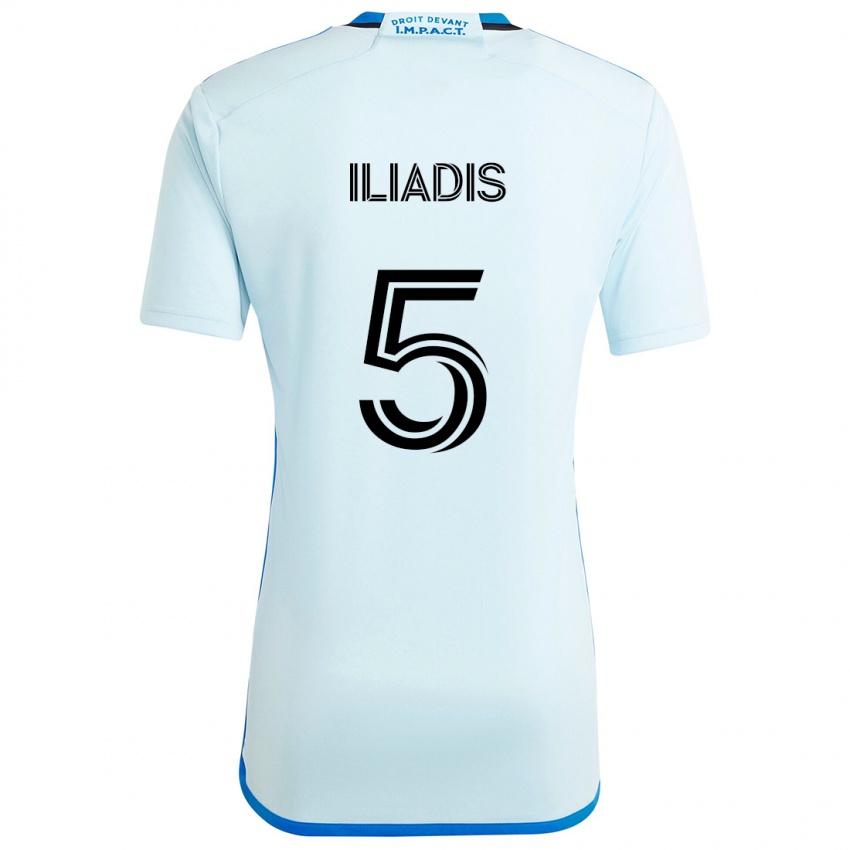 Uomo Maglia Ilias Iliadis #5 Blu Ghiaccio Kit Gara Away 2024/25 Maglietta