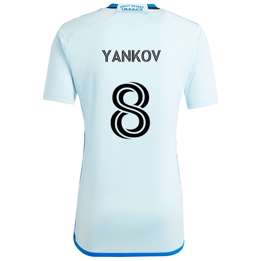 Uomo Maglia Dominik Yankov #8 Blu Ghiaccio Kit Gara Away 2024/25 Maglietta