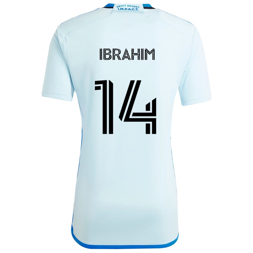 Uomo Maglia Sunusi Ibrahim #14 Blu Ghiaccio Kit Gara Away 2024/25 Maglietta