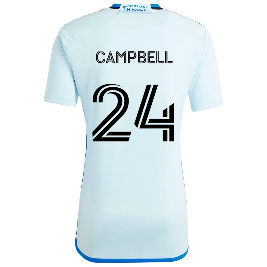 Uomo Maglia George Campbell #24 Blu Ghiaccio Kit Gara Away 2024/25 Maglietta