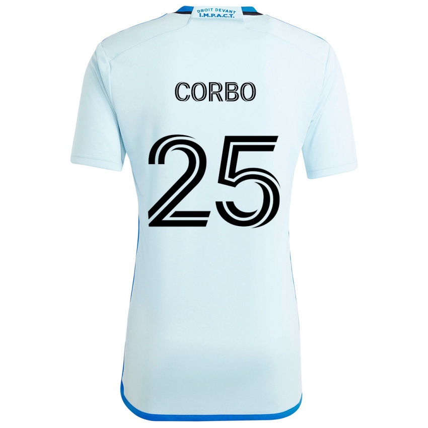 Uomo Maglia Gabriele Corbo #25 Blu Ghiaccio Kit Gara Away 2024/25 Maglietta