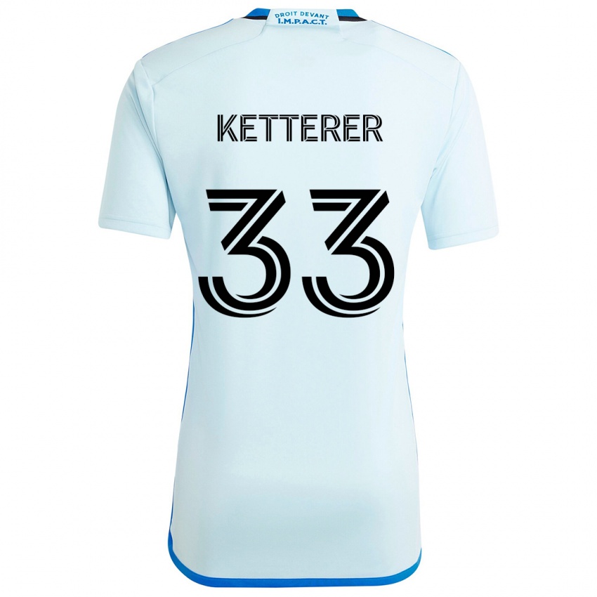 Uomo Maglia Logan Ketterer #33 Blu Ghiaccio Kit Gara Away 2024/25 Maglietta