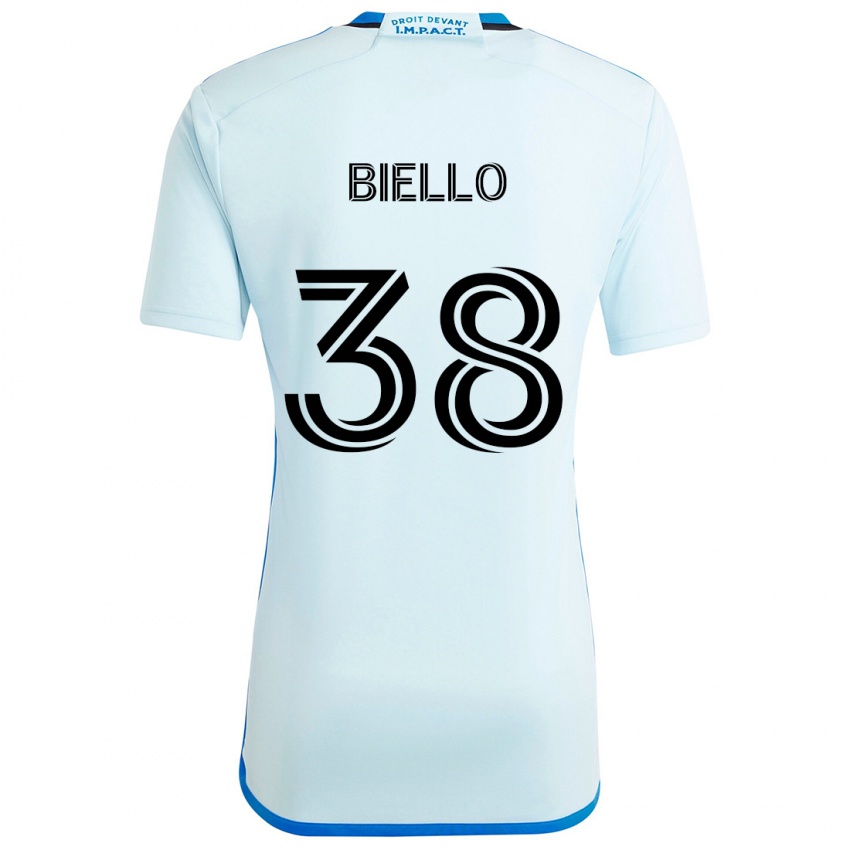 Uomo Maglia Alessandro Biello #38 Blu Ghiaccio Kit Gara Away 2024/25 Maglietta