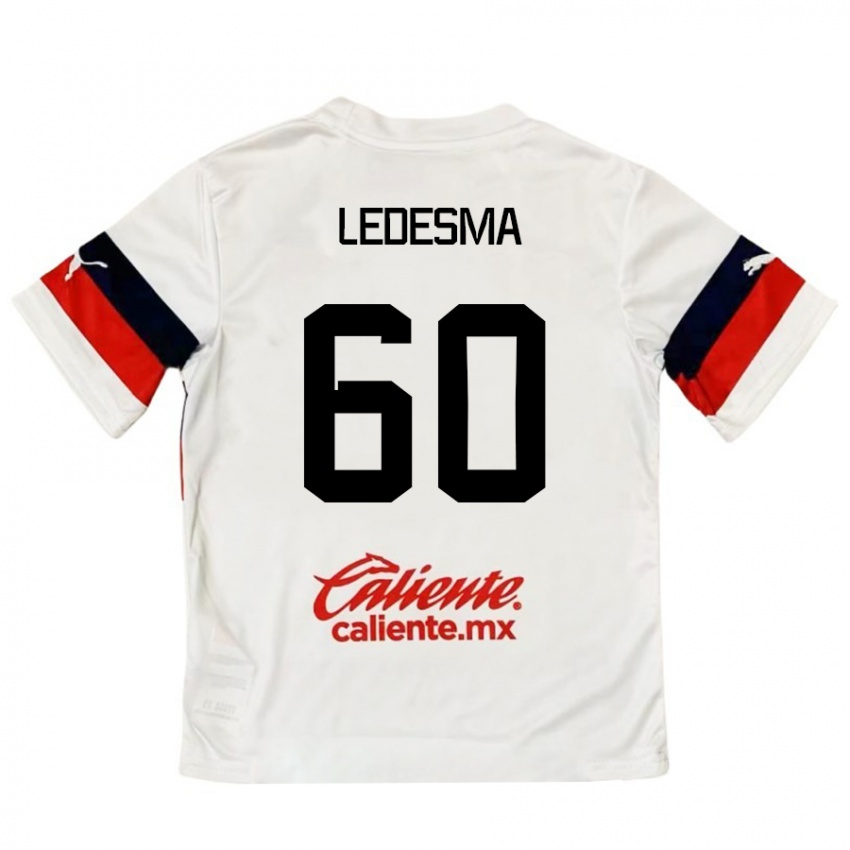 Uomo Maglia Luis Ledesma #60 Bianco Rosso Kit Gara Away 2024/25 Maglietta