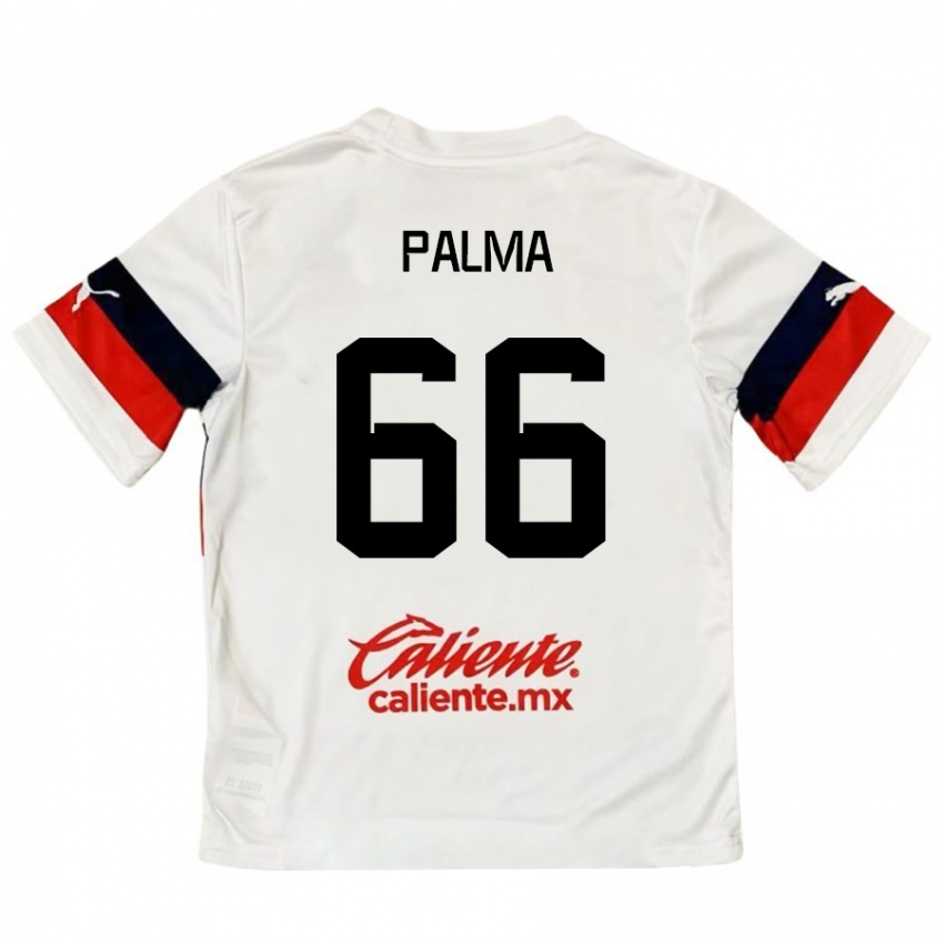 Uomo Maglia Arturo Palma #66 Bianco Rosso Kit Gara Away 2024/25 Maglietta