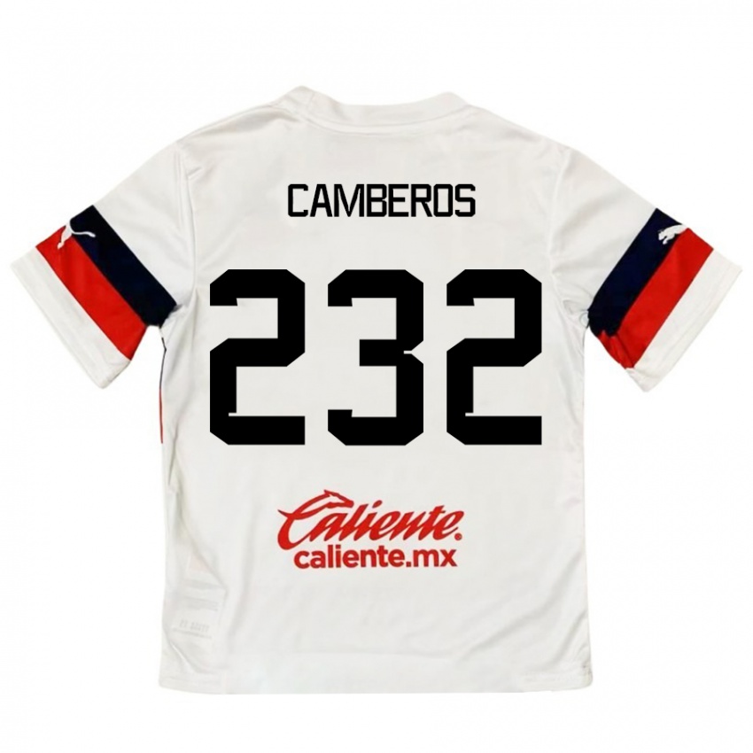 Uomo Maglia Hugo Camberos #232 Bianco Rosso Kit Gara Away 2024/25 Maglietta