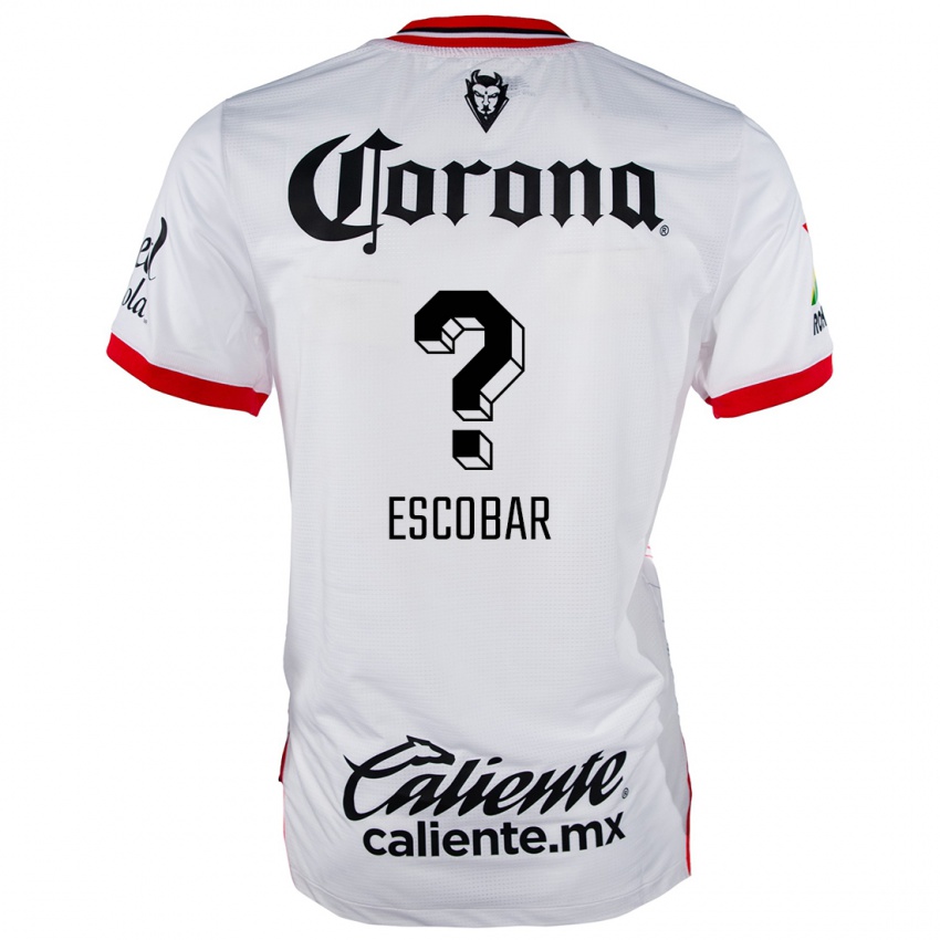 Uomo Maglia Juan Escobar #0 Bianco Rosso Kit Gara Away 2024/25 Maglietta