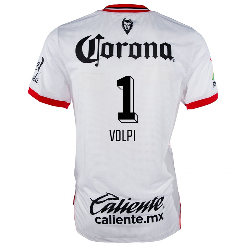 Uomo Maglia Tiago Volpi #1 Bianco Rosso Kit Gara Away 2024/25 Maglietta