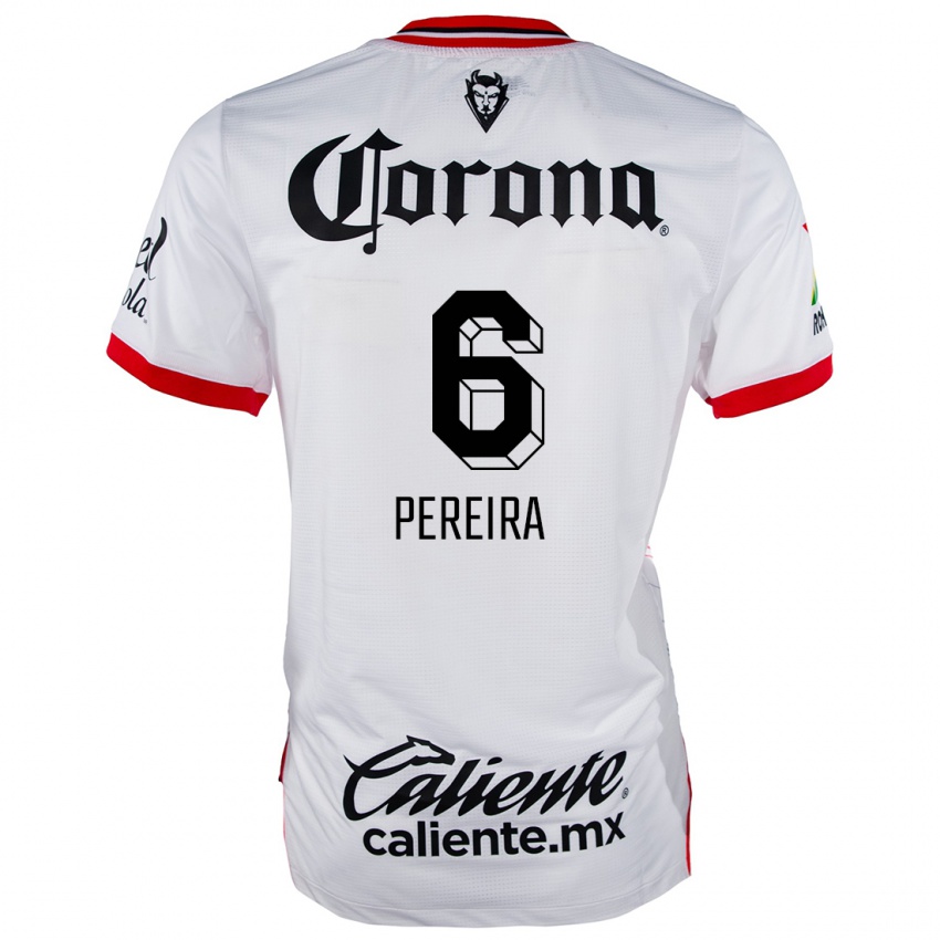 Uomo Maglia Federico Pereira #6 Bianco Rosso Kit Gara Away 2024/25 Maglietta