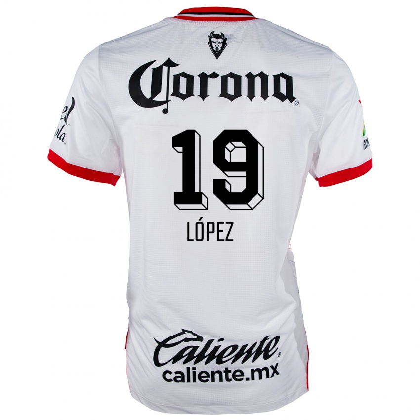 Uomo Maglia Iván López #19 Bianco Rosso Kit Gara Away 2024/25 Maglietta