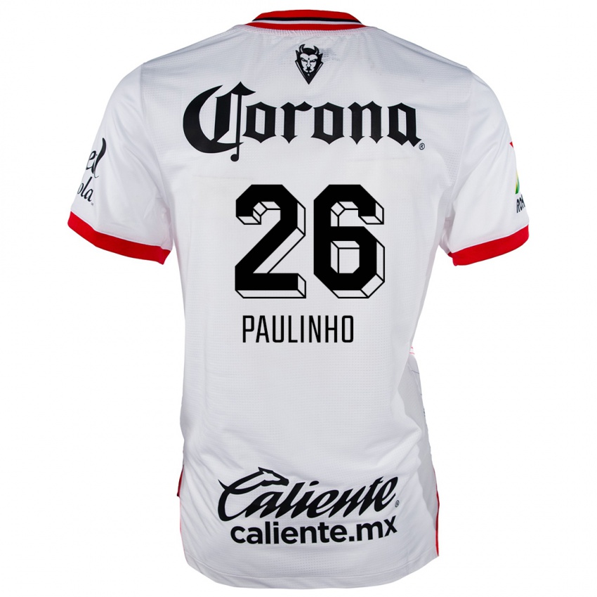 Uomo Maglia Paulinho #26 Bianco Rosso Kit Gara Away 2024/25 Maglietta