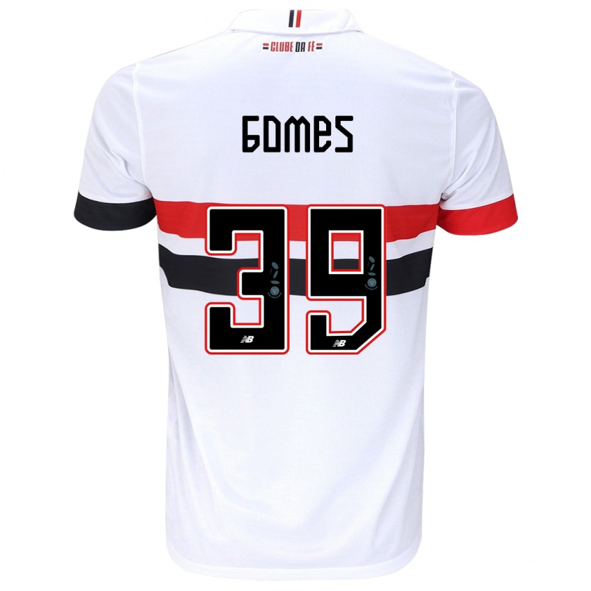 Donna Maglia William Gomes #39 Bianco Rosso Nero Kit Gara Home 2024/25 Maglietta