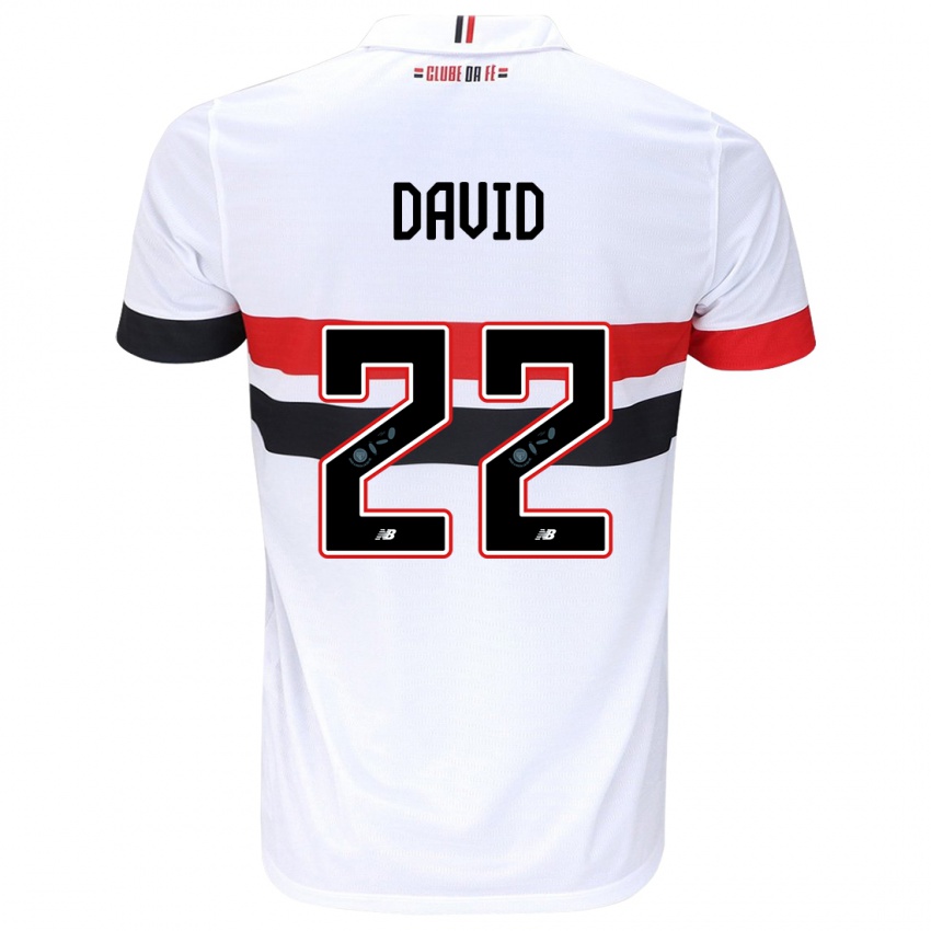 Donna Maglia David #22 Bianco Rosso Nero Kit Gara Home 2024/25 Maglietta