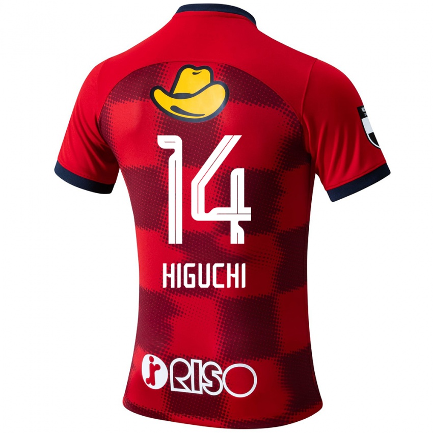 Donna Maglia Yuta Higuchi #14 Rosso Blu Bianco Kit Gara Home 2024/25 Maglietta