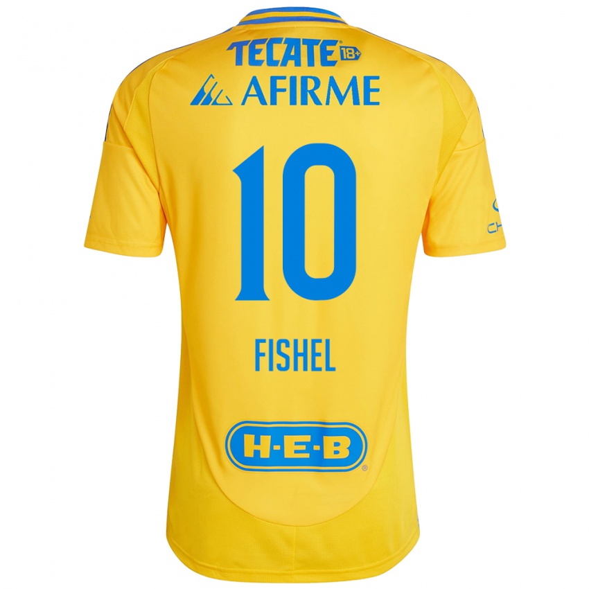 Donna Maglia Mia Fishel #10 Oro Giallo Kit Gara Home 2024/25 Maglietta