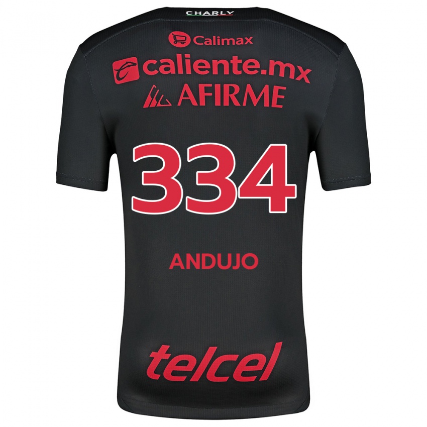 Donna Maglia Favio Andujo #334 Nero Rosso Kit Gara Home 2024/25 Maglietta