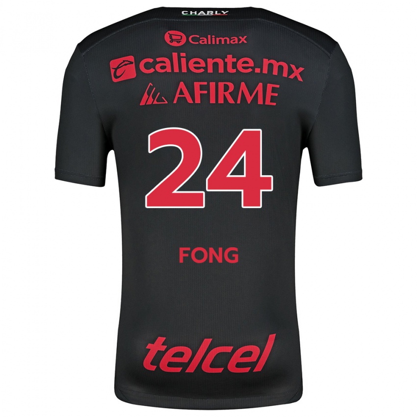 Donna Maglia Michel Fong #24 Nero Rosso Kit Gara Home 2024/25 Maglietta