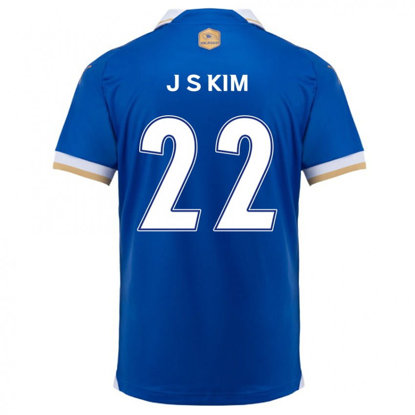 Donna Maglia Sang-Jun Kim #22 Blu Bianco Kit Gara Home 2024/25 Maglietta