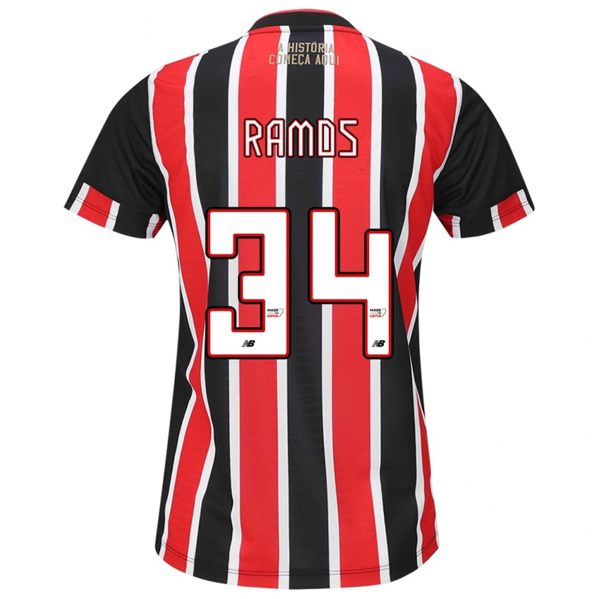 Donna Maglia Raí Ramos #34 Nero Rosso Bianco Kit Gara Away 2024/25 Maglietta