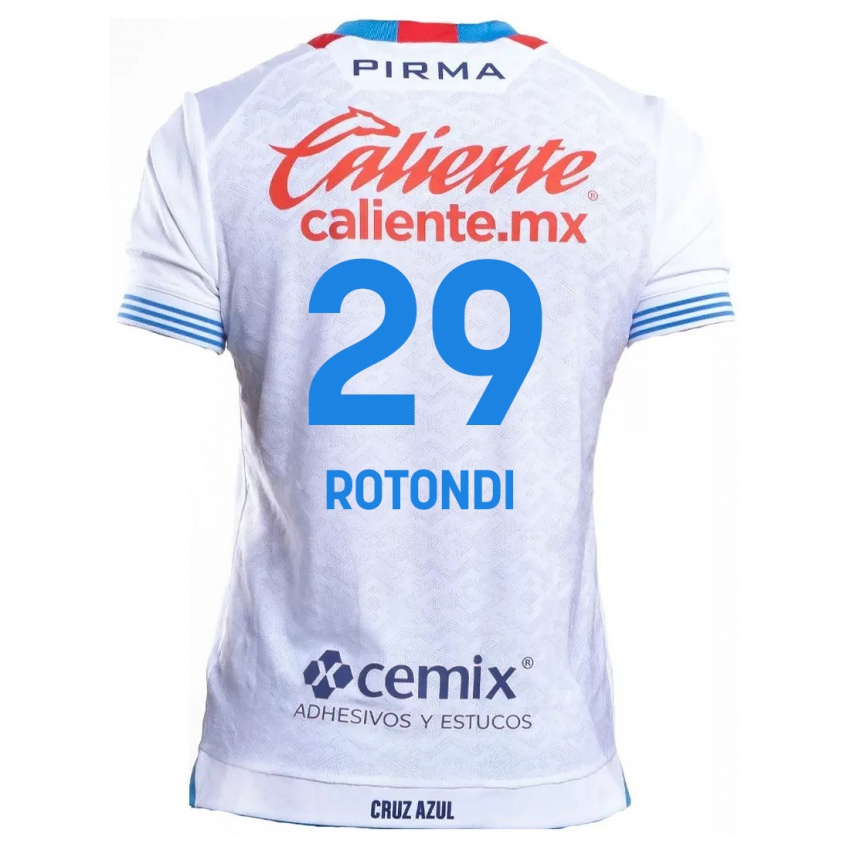 Donna Maglia Carlos Rotondi #29 Bianco Blu Kit Gara Away 2024/25 Maglietta