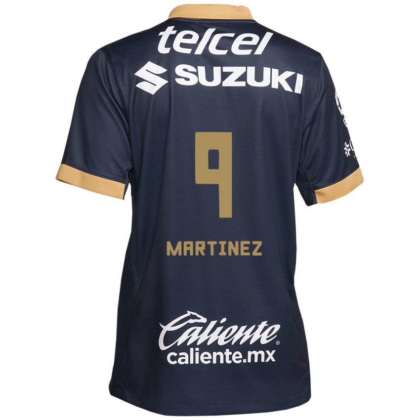 Donna Maglia Guillermo Martínez #9 Ossidiana Oro Bianco Kit Gara Away 2024/25 Maglietta