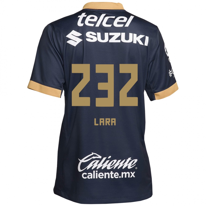 Donna Maglia Pablo Lara #232 Ossidiana Oro Bianco Kit Gara Away 2024/25 Maglietta