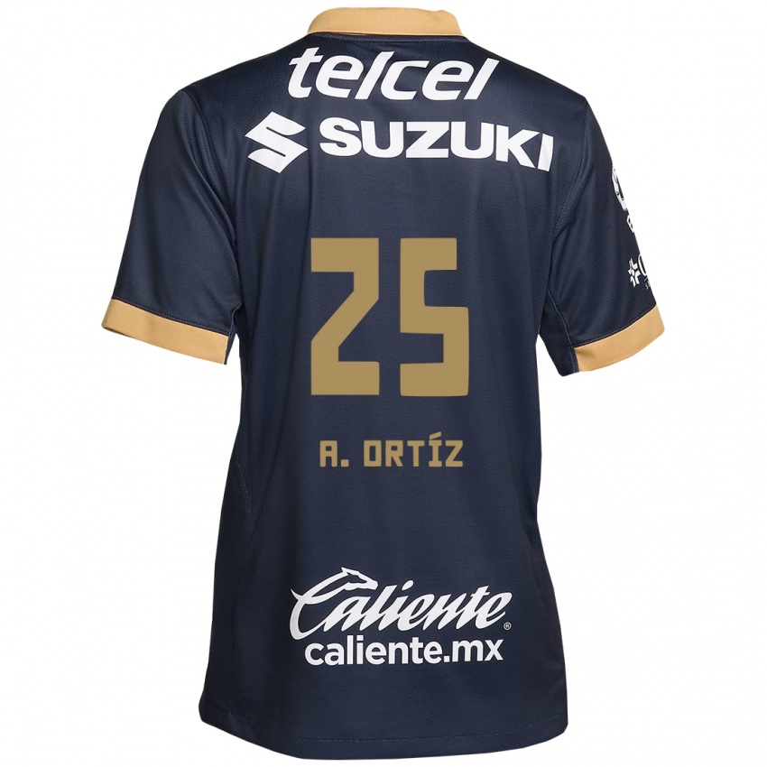 Donna Maglia Arturo Ortiz #25 Ossidiana Oro Bianco Kit Gara Away 2024/25 Maglietta