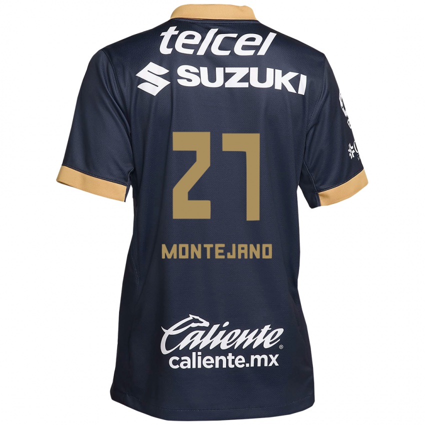 Donna Maglia Emanuel Montejano #27 Ossidiana Oro Bianco Kit Gara Away 2024/25 Maglietta