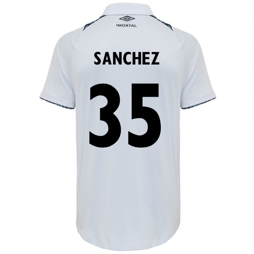 Donna Maglia Lari Sanchez #35 Bianco Blu Kit Gara Away 2024/25 Maglietta