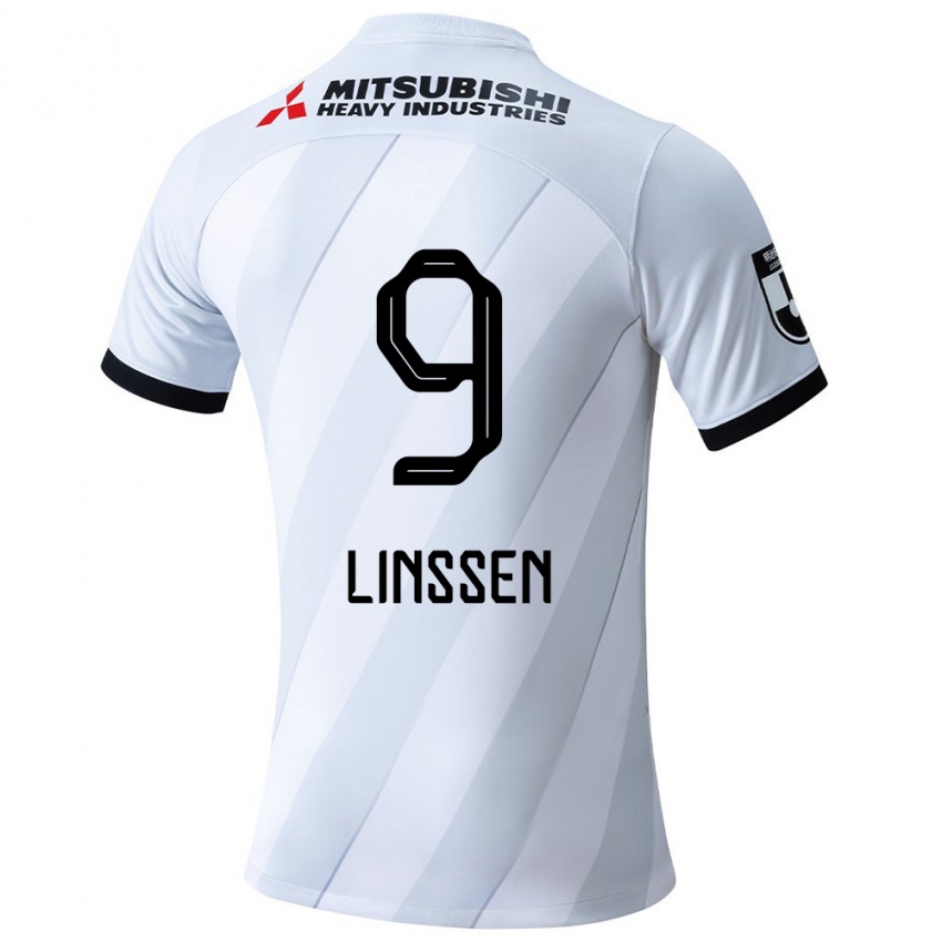 Donna Maglia Bryan Linssen #9 Bianco Grigio Kit Gara Away 2024/25 Maglietta