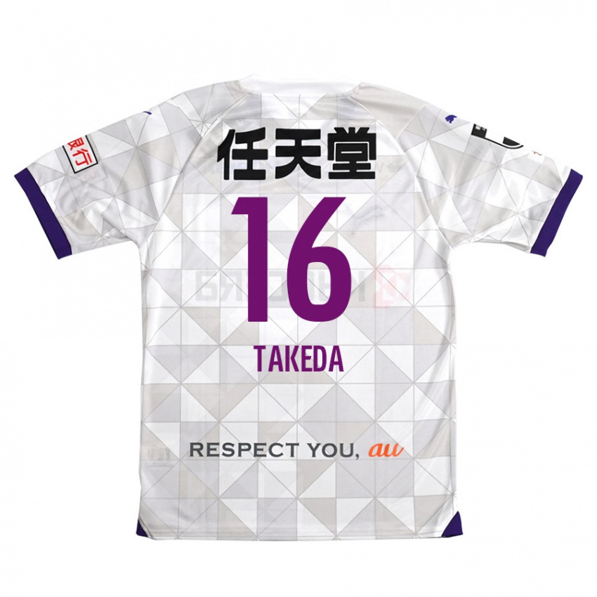 Donna Maglia Shohei Takeda #16 Bianco Viola Kit Gara Away 2024/25 Maglietta