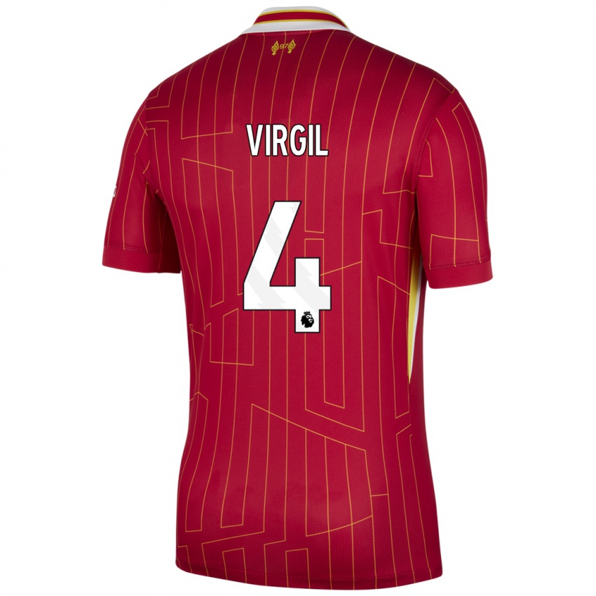 Bambino Maglia Virgil Van Dijk #4 Rosso Giallo Bianco Kit Gara Home 2024/25 Maglietta