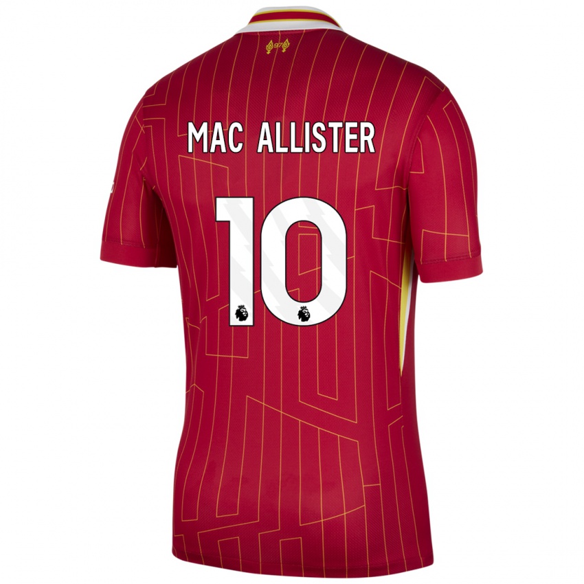 Bambino Maglia Alexis Mac Allister #10 Rosso Giallo Bianco Kit Gara Home 2024/25 Maglietta