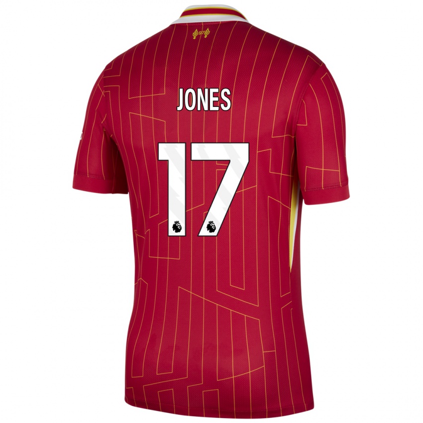 Bambino Maglia Curtis Jones #17 Rosso Giallo Bianco Kit Gara Home 2024/25 Maglietta