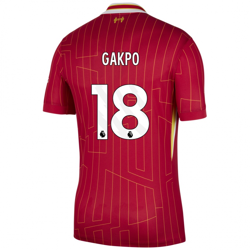 Bambino Maglia Cody Gakpo #18 Rosso Giallo Bianco Kit Gara Home 2024/25 Maglietta