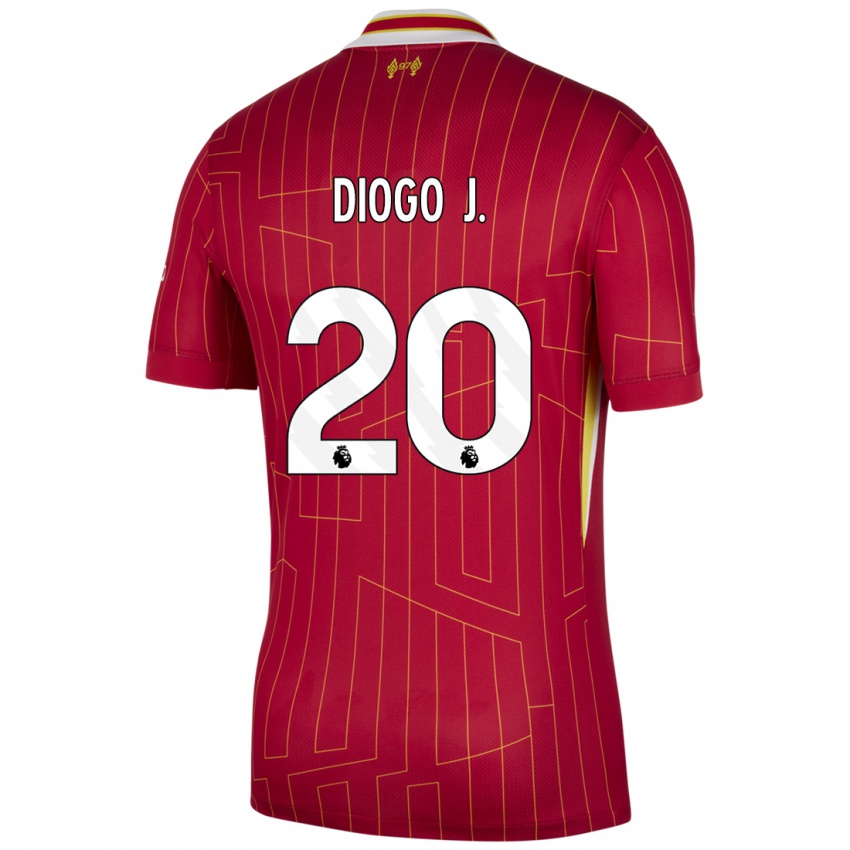 Bambino Maglia Diogo Jota #20 Rosso Giallo Bianco Kit Gara Home 2024/25 Maglietta