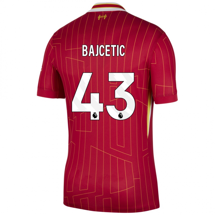 Bambino Maglia Stefan Bajcetic #43 Rosso Giallo Bianco Kit Gara Home 2024/25 Maglietta