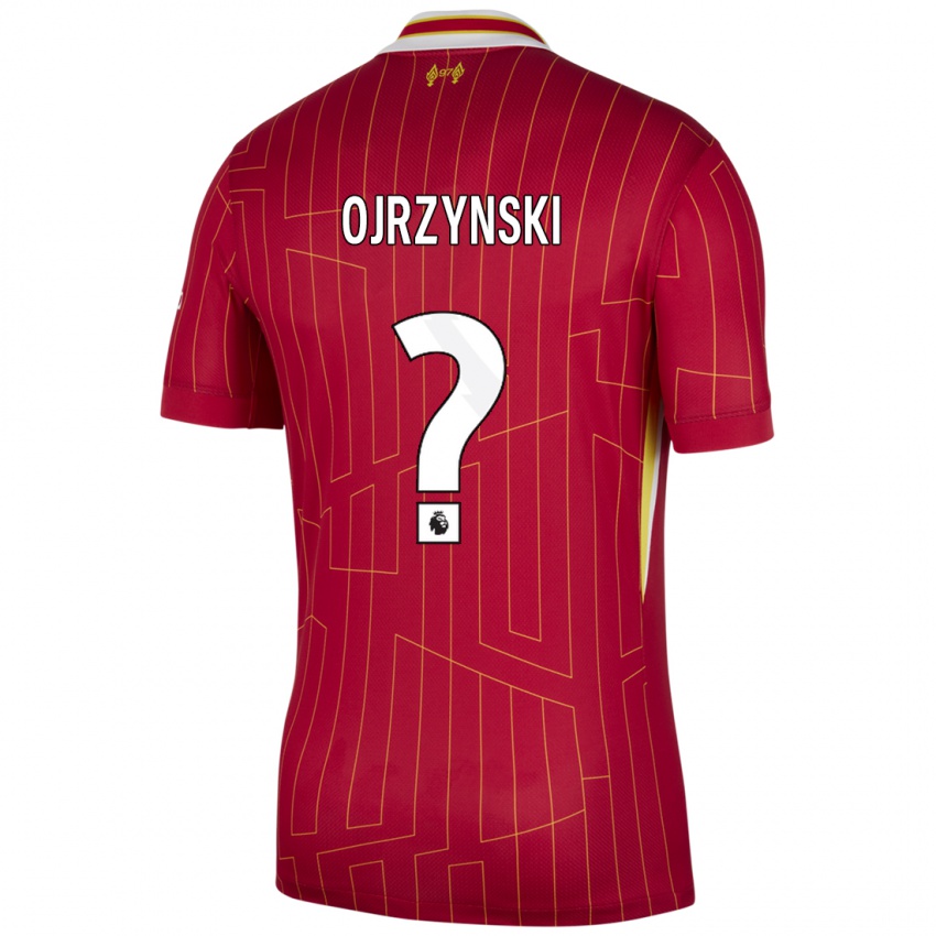 Bambino Maglia Jakub Ojrzynski #0 Rosso Giallo Bianco Kit Gara Home 2024/25 Maglietta