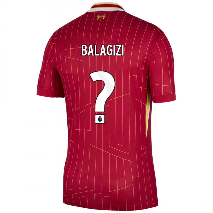 Bambino Maglia James Balagizi #0 Rosso Giallo Bianco Kit Gara Home 2024/25 Maglietta