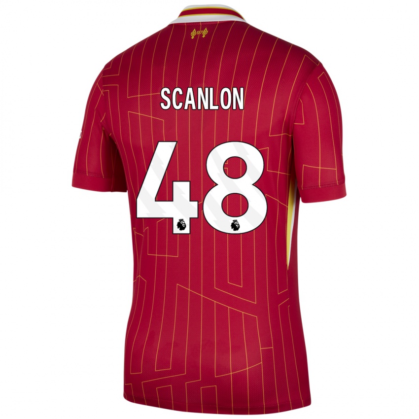 Bambino Maglia Calum Scanlon #48 Rosso Giallo Bianco Kit Gara Home 2024/25 Maglietta