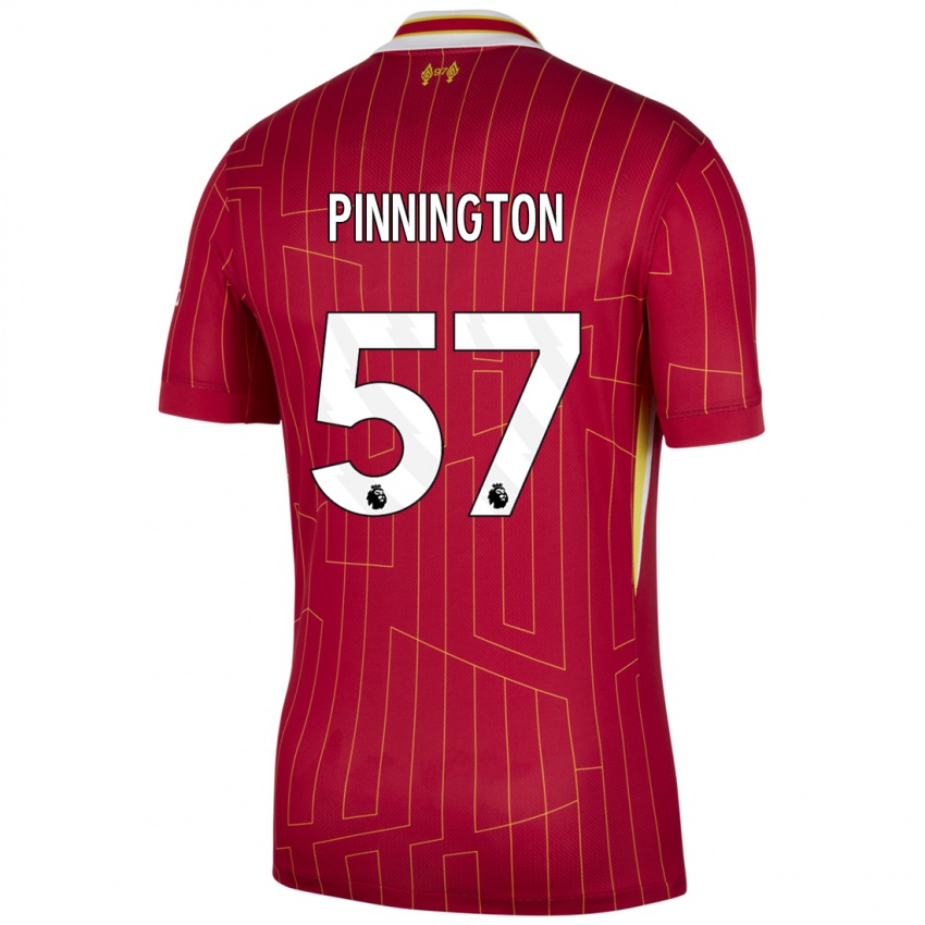 Bambino Maglia Carter Pinnington #57 Rosso Giallo Bianco Kit Gara Home 2024/25 Maglietta