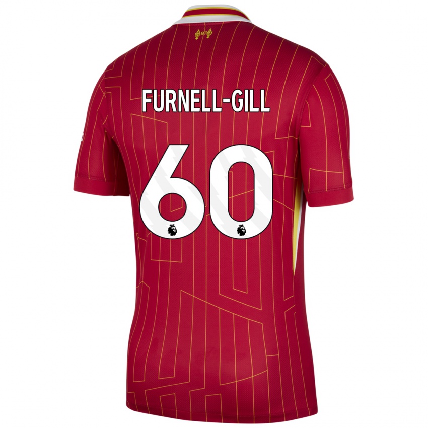 Bambino Maglia Luca Furnell-Gill #60 Rosso Giallo Bianco Kit Gara Home 2024/25 Maglietta