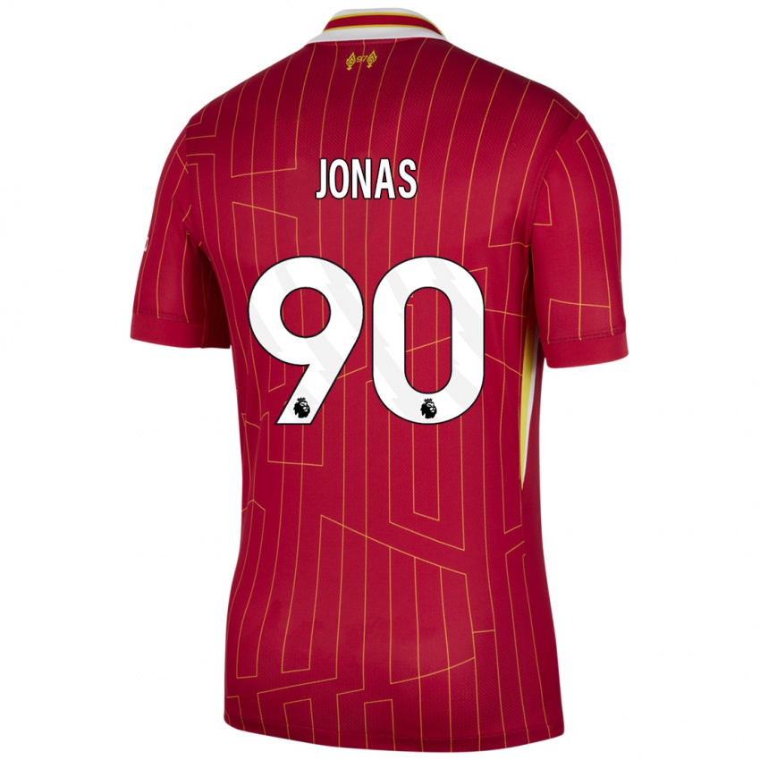 Bambino Maglia Lee Jonas #90 Rosso Giallo Bianco Kit Gara Home 2024/25 Maglietta