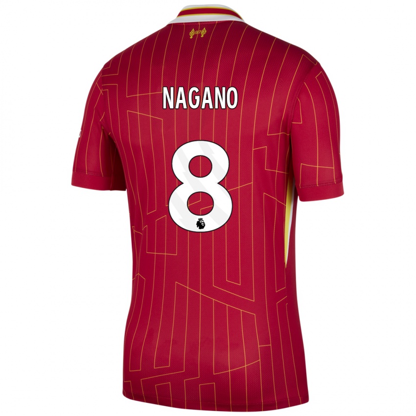 Bambino Maglia Fūka Nagano #8 Rosso Giallo Bianco Kit Gara Home 2024/25 Maglietta