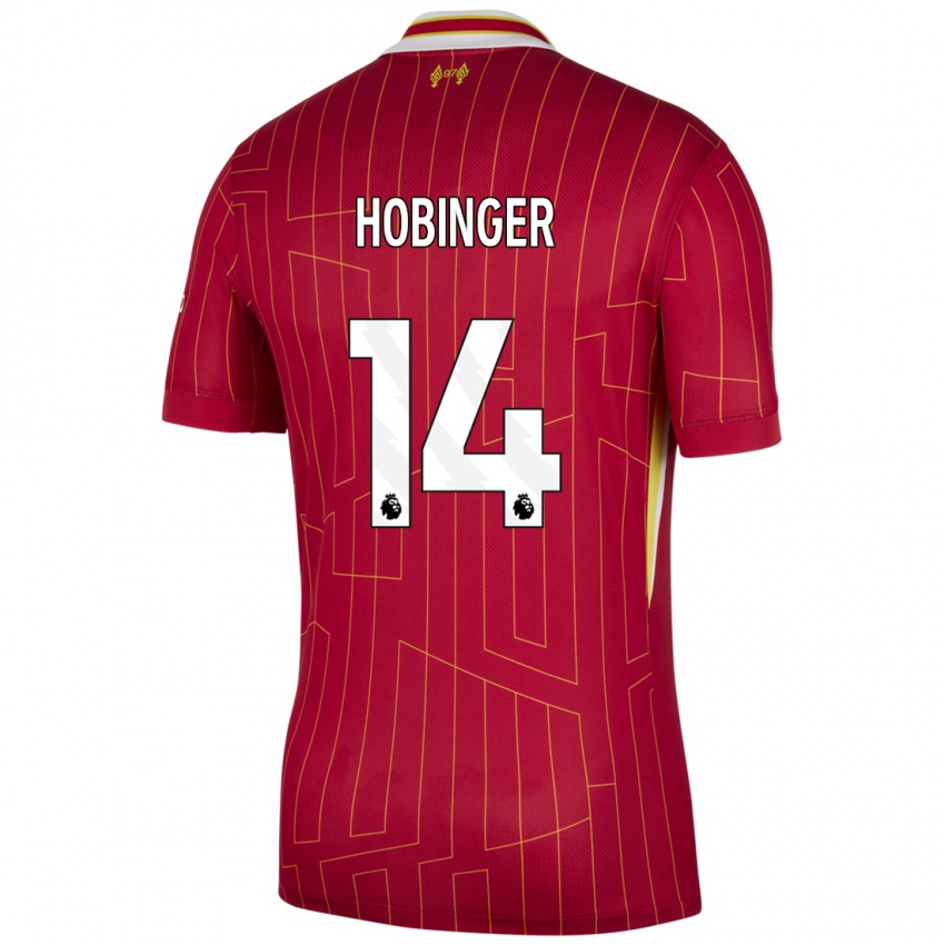 Bambino Maglia Marie Höbinger #14 Rosso Giallo Bianco Kit Gara Home 2024/25 Maglietta