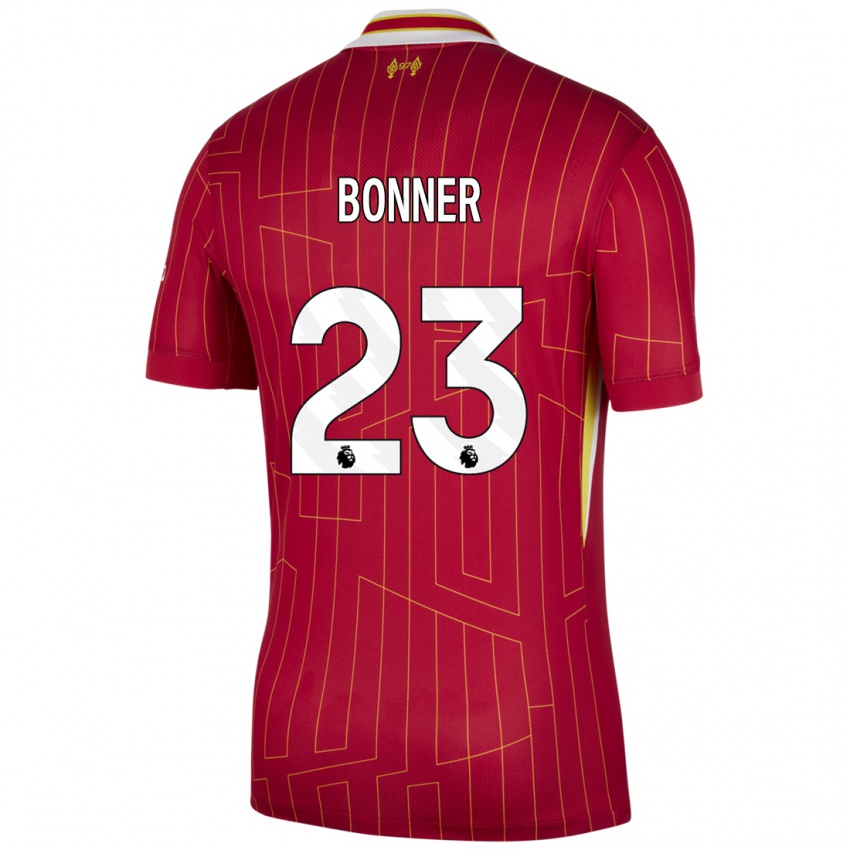 Bambino Maglia Gemma Bonner #23 Rosso Giallo Bianco Kit Gara Home 2024/25 Maglietta