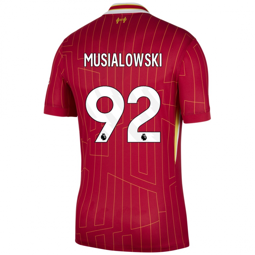 Bambino Maglia Mateusz Musialowski #92 Rosso Giallo Bianco Kit Gara Home 2024/25 Maglietta