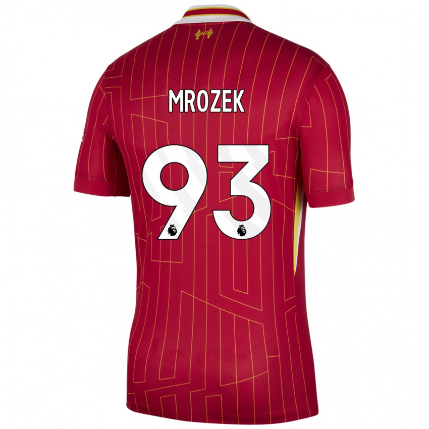 Bambino Maglia Fabian Mrozek #93 Rosso Giallo Bianco Kit Gara Home 2024/25 Maglietta