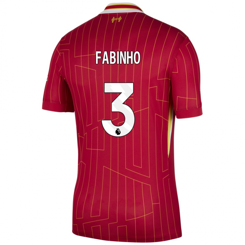 Bambino Maglia Fabinho #3 Rosso Giallo Bianco Kit Gara Home 2024/25 Maglietta